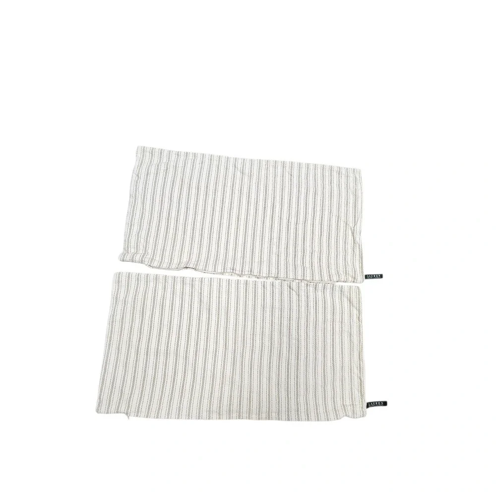 Lauren Ralph Lauren Pillowcases Set of 2 Beige Tan Stripe Zipper Closure 11